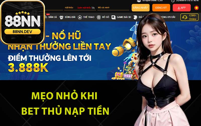 Mẹo nhỏ khi bet thủ nạp tiền